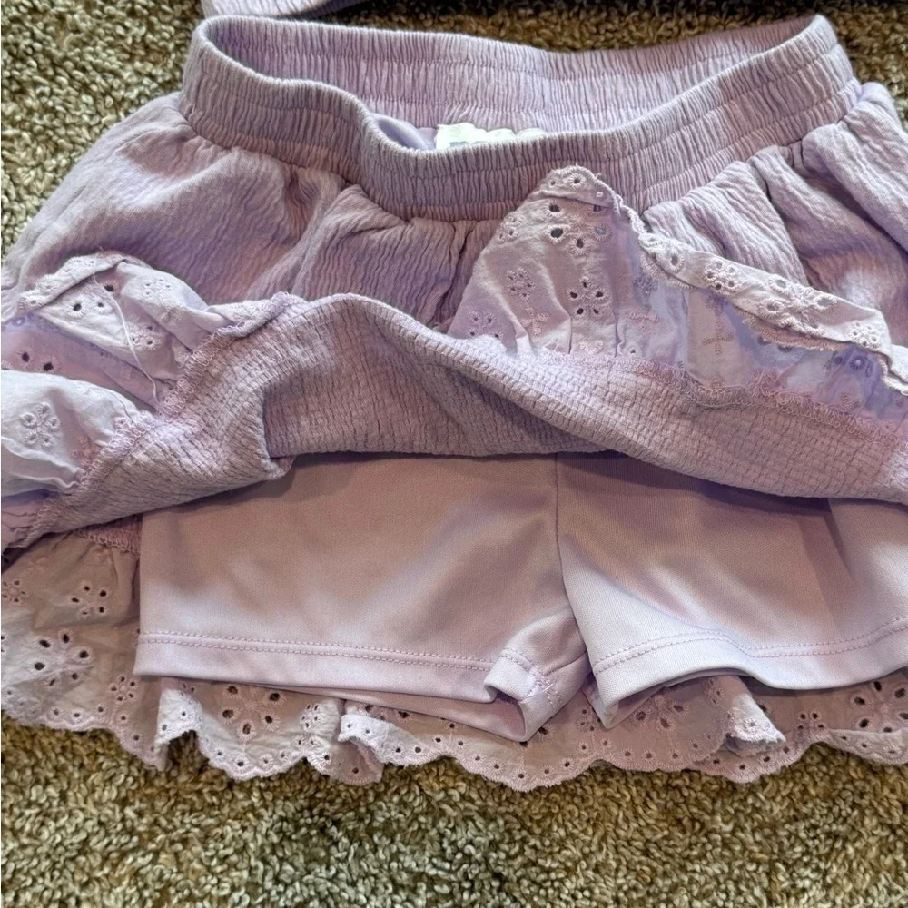 Rare Editions Toddler Girl  2 piece outfit top and skirt set purple size 5T